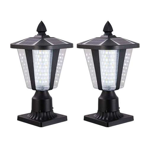 15'(H) Solar Powered Outdoor Lantern, Modern Garden Light with LED for
