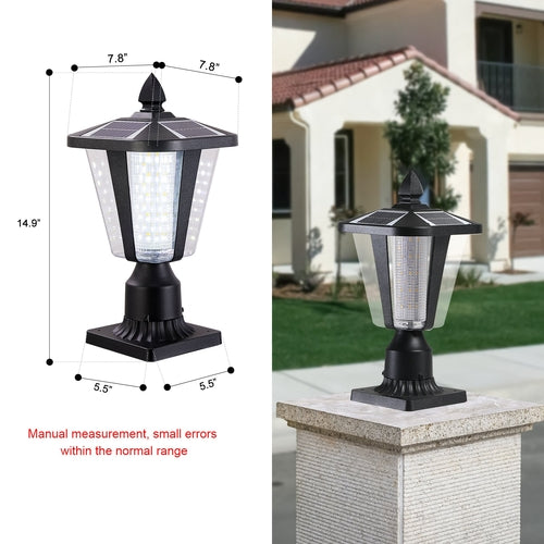 15'(H) Solar Powered Outdoor Lantern, Modern Garden Light with LED for