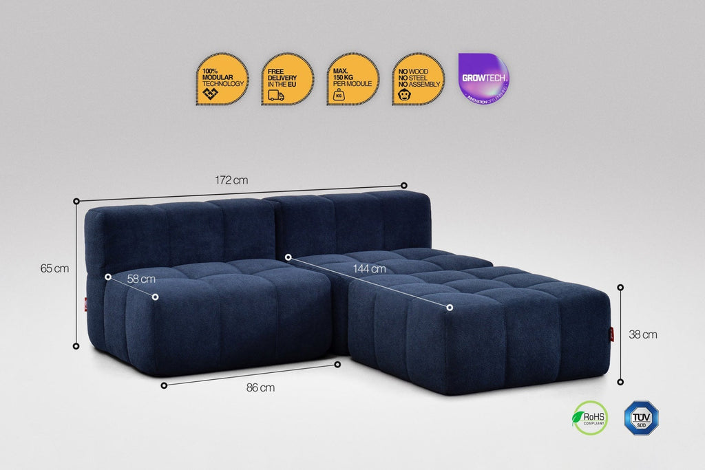 3 Teiliges Modulares Sofa – Blau-1