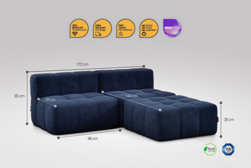 3 Teiliges Modulares Sofa – Blau-1