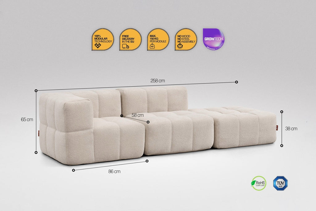 3 Teiliges Modulares Sofa – Beige-2