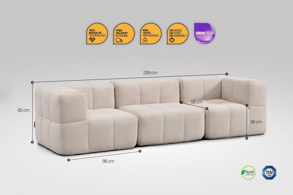 3 Teiliges Modulares Sofa – Beige-2