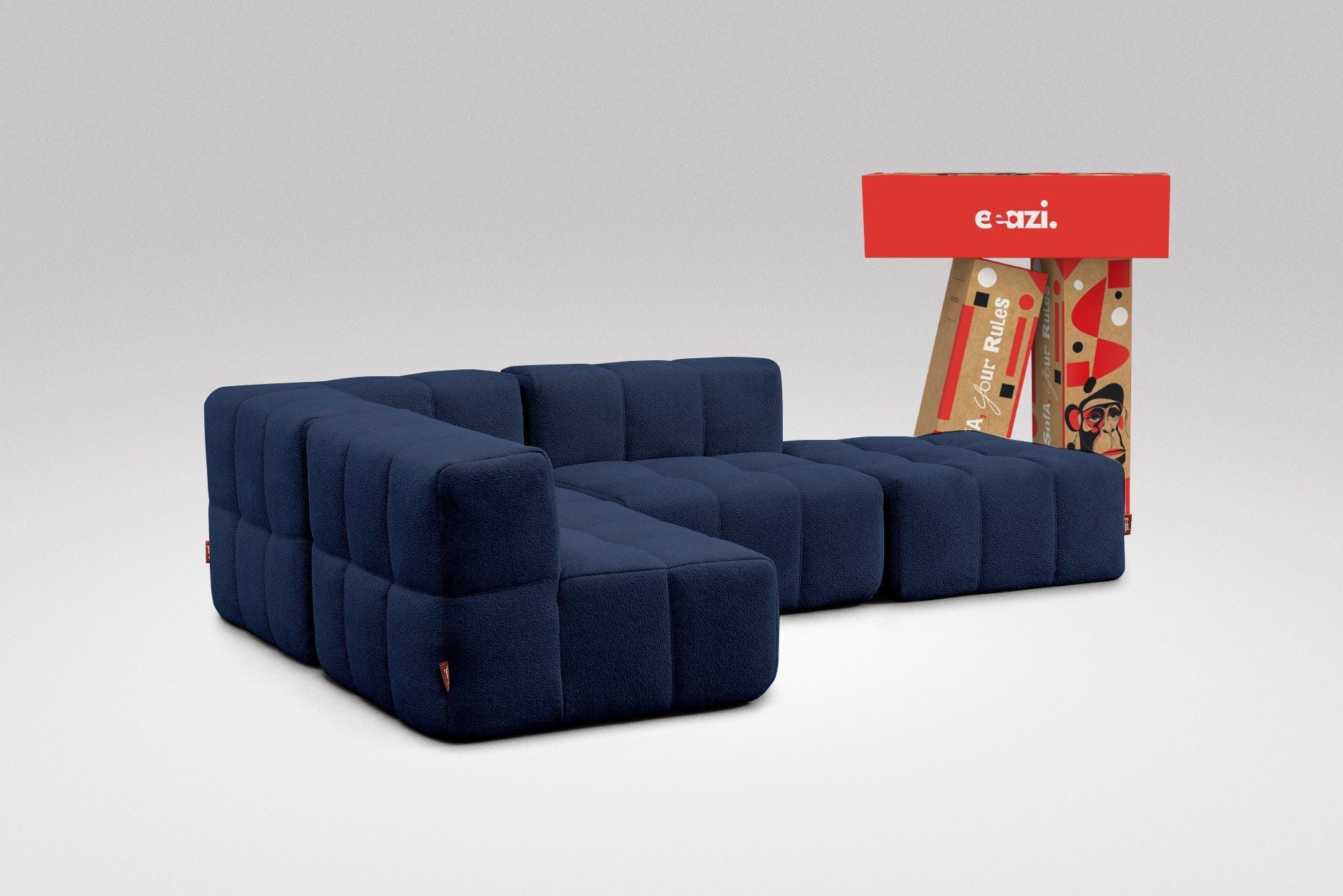 4 Teiliges Modulares Sofa – Blau-0