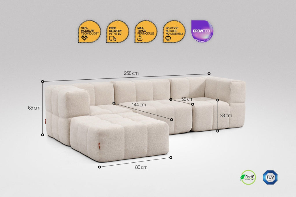 4 Teiliges Modulares Sofa – Beige-2