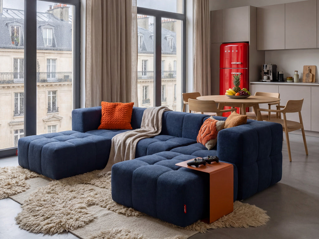 3 Teiliges Modulares Sofa – Blau-4