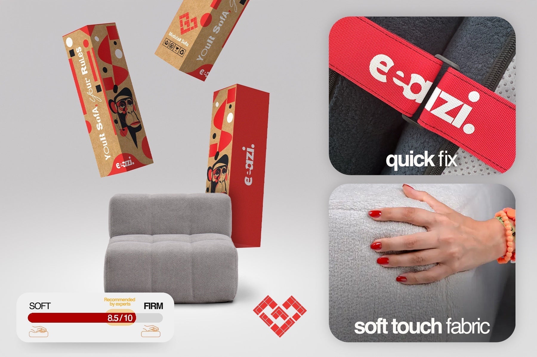 5 Teiliges Modulares Sofa – Blau-3