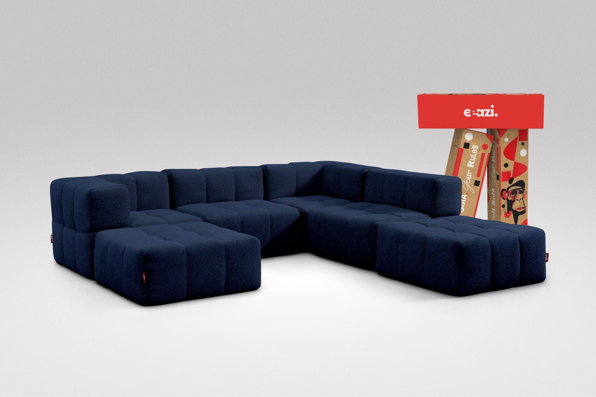 6 Teiliges Modulares Sofa – Blau-0
