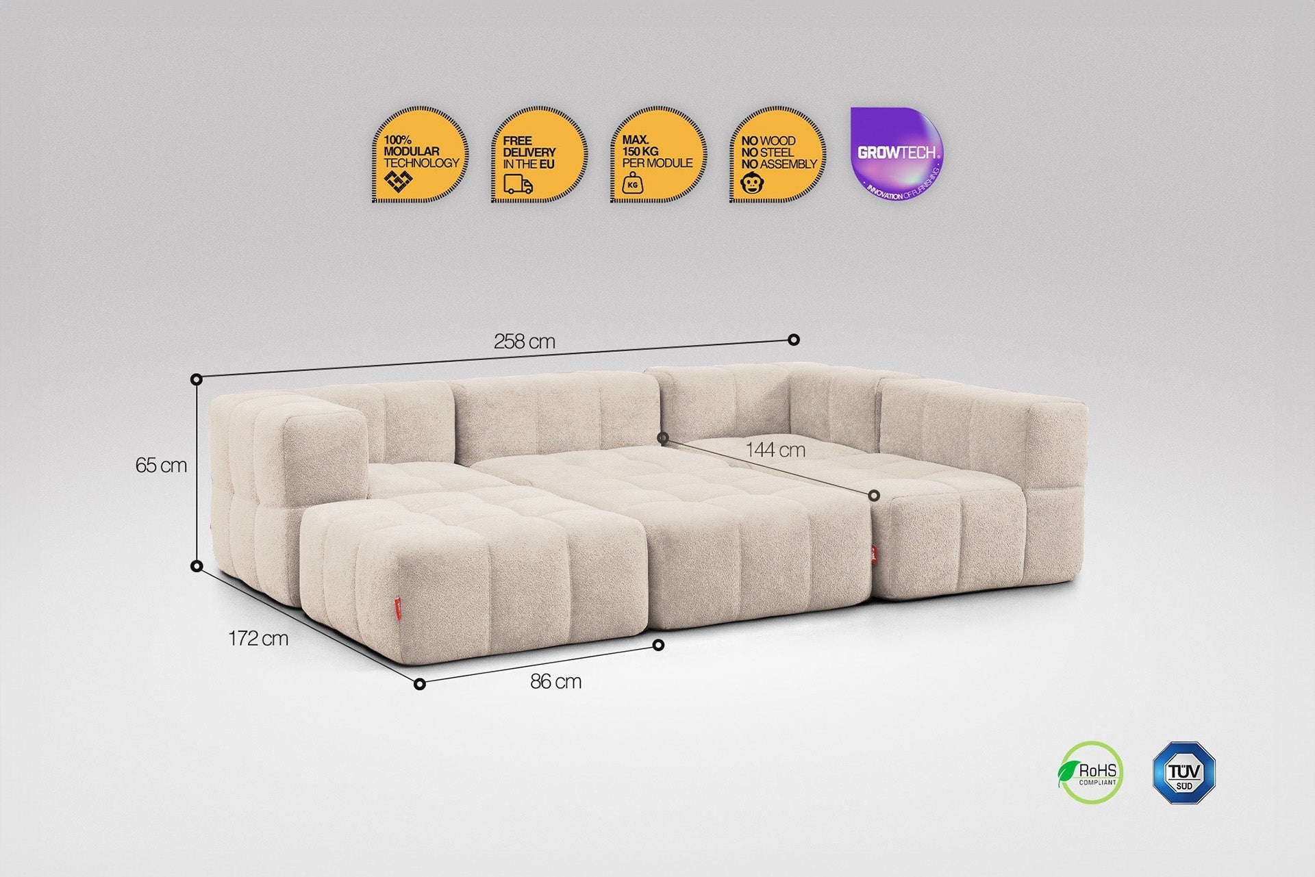 6 Teiliges Modulares Sofa – Beige-2