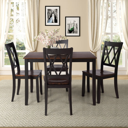 5-Piece Dining Table Set Home Kitchen Table and Chairs Wood Dining Set