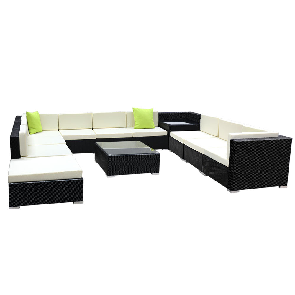 NNEDSZ 12PC Outdoor Furniture Sofa Set Wicker Garden Patio Lounge