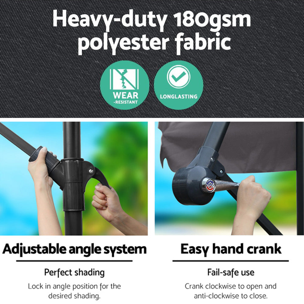 NNEDSZ 3M Outdoor Furniture Garden Umbrella Charcoal