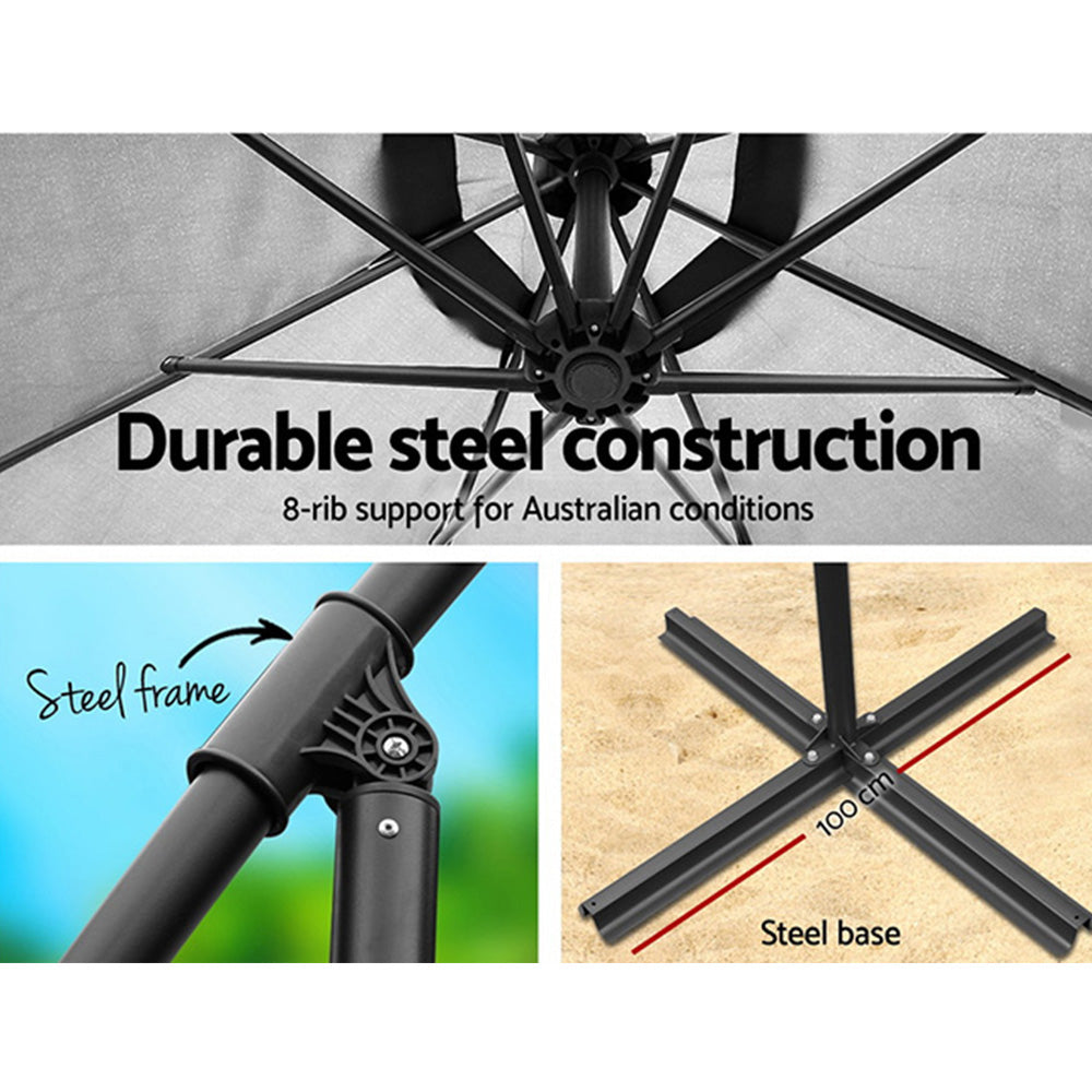 NNEDSZ 3M Outdoor Furniture Garden Umbrella Grey