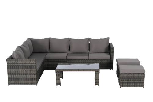 6 Piece Outdoor Patio Furniture Set, All Weather Wicker Rattan Outdoor