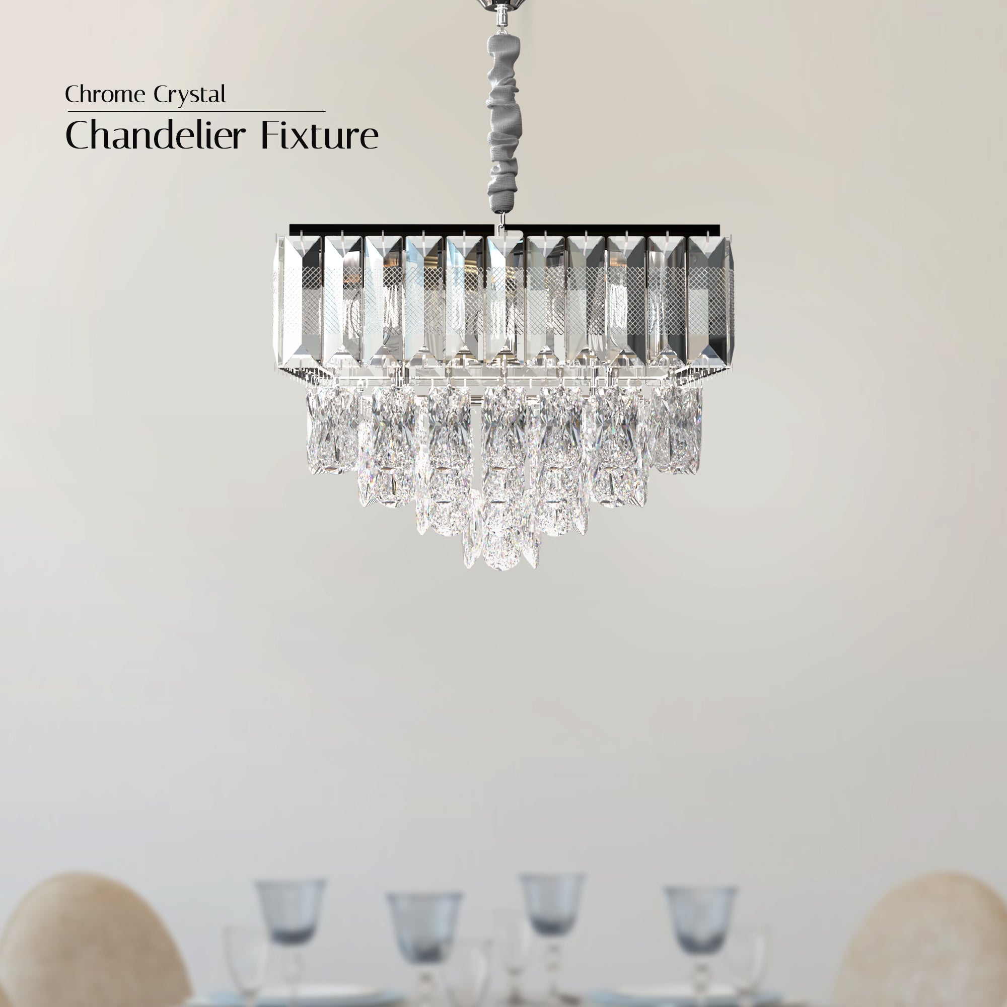Modern Rectangular Chandelier | Crystal Living Room~5426