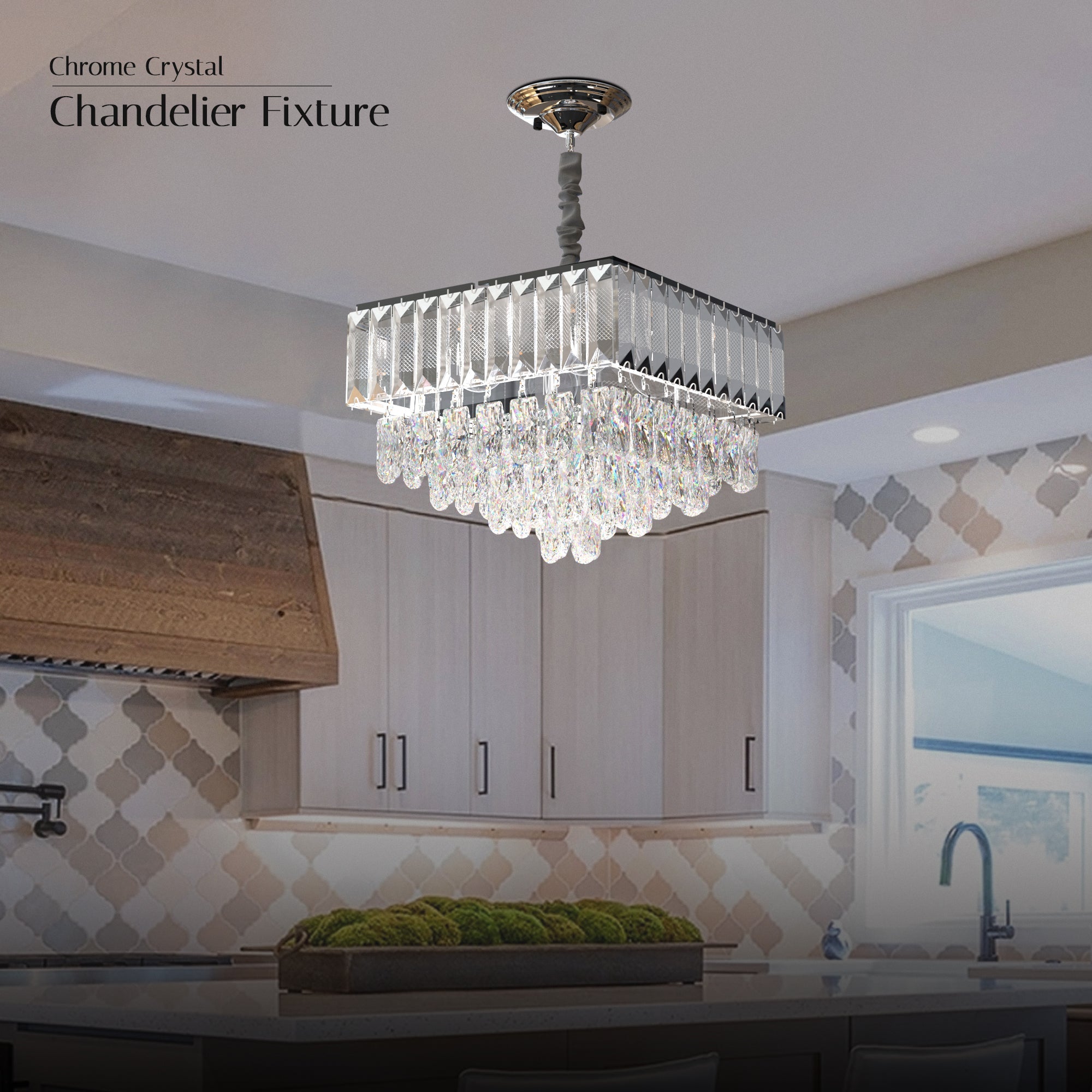 Modern Rectangular Chandelier | Crystal Living Room~5426