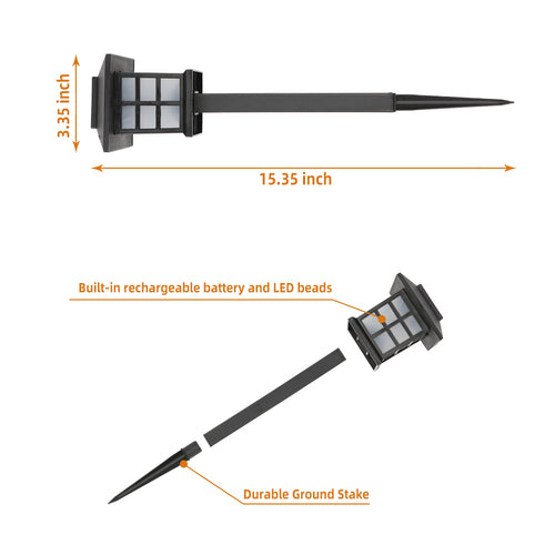 6pcs White LED Solar Lantern Light Garden Landscape Lighting