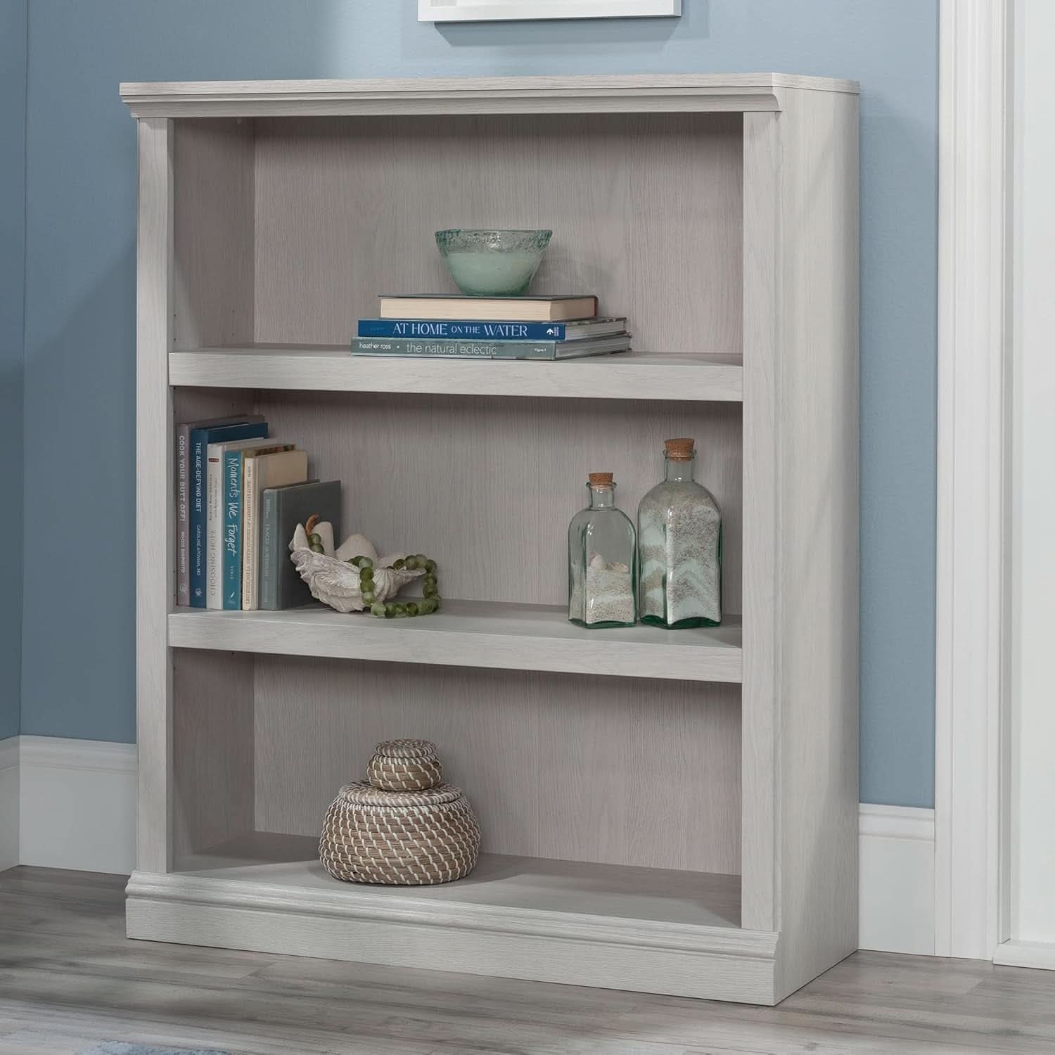 3 Tier Wooden Bookcase Glacier Oak Multipurpose Bookshelf For Home Office And Living Room