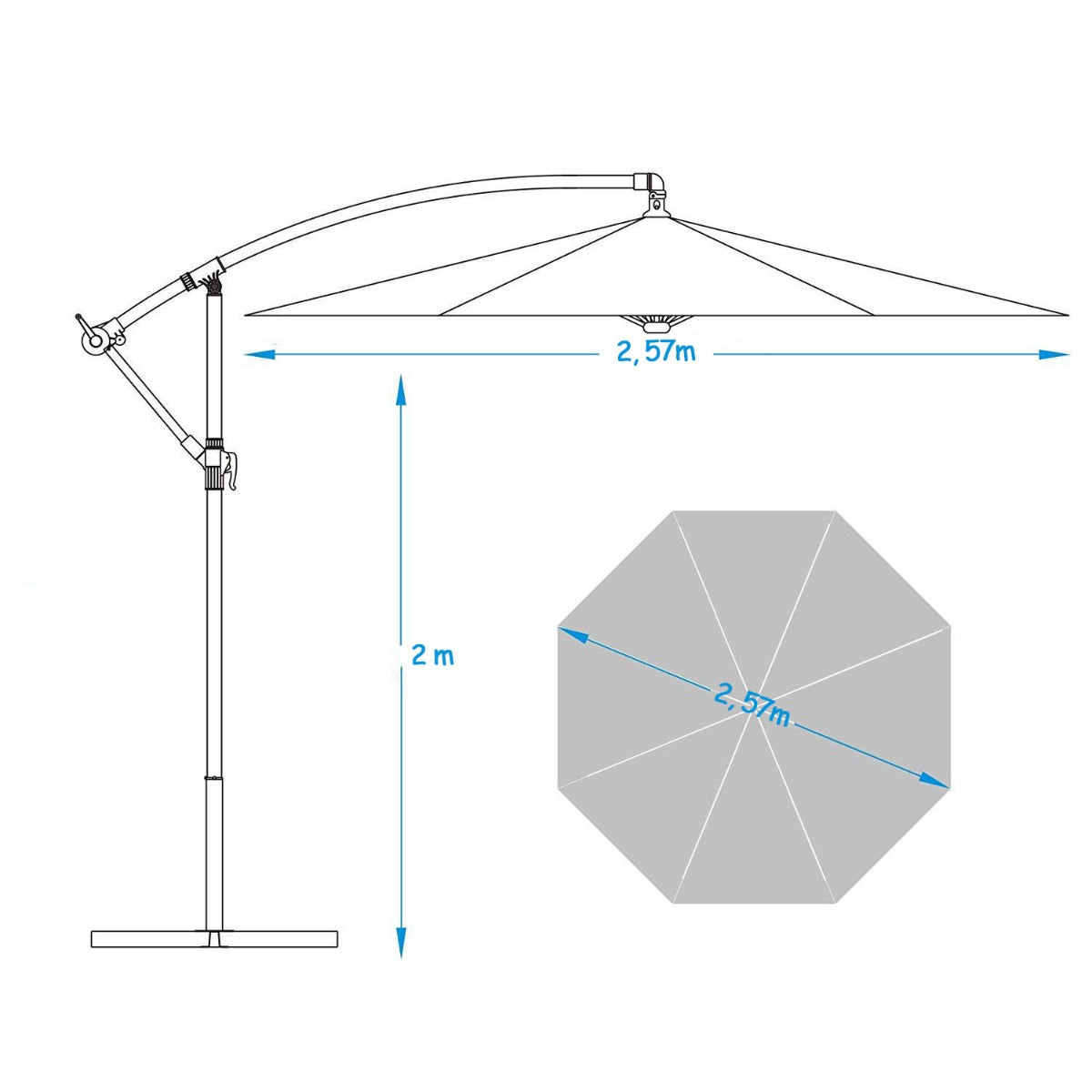 Hanging parasol 2.7 m - in several colors-cream